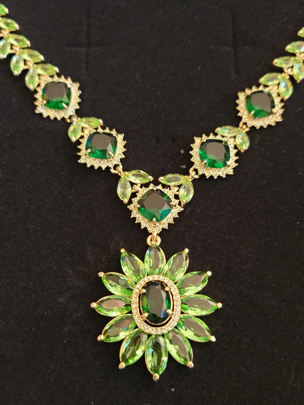 RARE Roberto By RFM Cabochon Of Green Stones Gold Toned Cubic Zirconia NIB